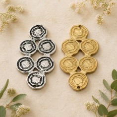 Ciondolo connettore doppio trifoglio in zama oro e argento 42 x 21 mm 2pz Gioie d'Oriente