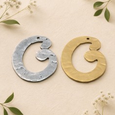Ciondolo Zama forma particolare Oro e Argento 35x26mm 2pz Gioie d'Oriente
