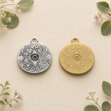 Ciondolo Zama ciondolo Oro e Argento 26x22 mm 2 Pz. Gioie d'Oriente
