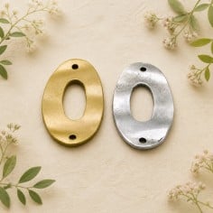 Ciondolo inframezzo ovale in zama argento antico 30 x 16 mm 3pz Gioie d'Oriente