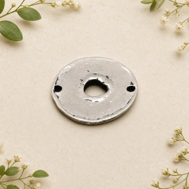 Ciondolo inframezzo tondo in zama oro e argento 20 x 20 mm 3pz Gioie d'Oriente