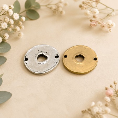 Ciondolo inframezzo tondo in zama oro e argento 20 x 20 mm 3pz Gioie d'Oriente