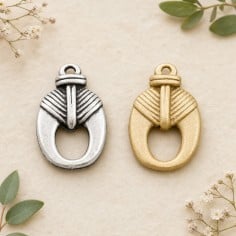 Ciondolo in zama oro e argento 23 x 13 mm 2pz Gioie d'Oriente