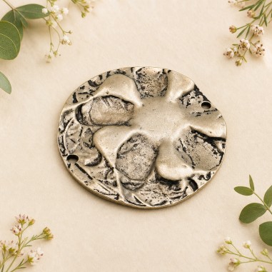 Connettore tondo martellato in zama oro e argento antico 65 mm 1pz Gioie d'Oriente
