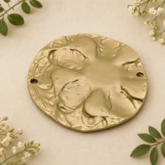 Connettore tondo martellato in zama oro e argento antico 65 mm 1pz Gioie d'Oriente 2