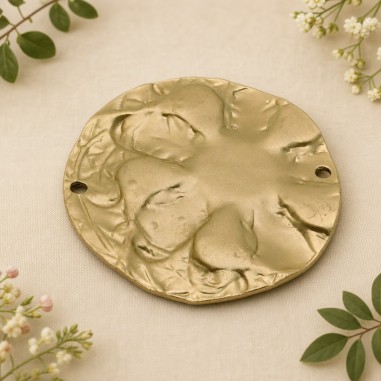 Connettore tondo martellato in zama oro e argento antico 65 mm 1pz Gioie d'Oriente