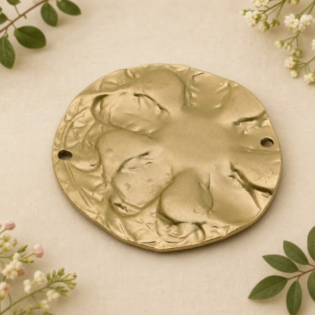 Connettore tondo martellato in zama oro e argento antico 65 mm 1pz Gioie d'Oriente