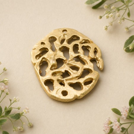 Ciondolo Zama ovale piccolissimi Oro e Argento 30x22 mm 2 Pz. Gioie d'Oriente