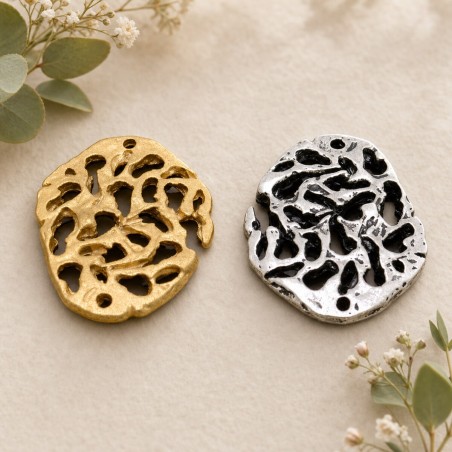 Ciondolo Zama ovale piccolissimi Oro e Argento 30x22 mm 2 Pz. Gioie d'Oriente