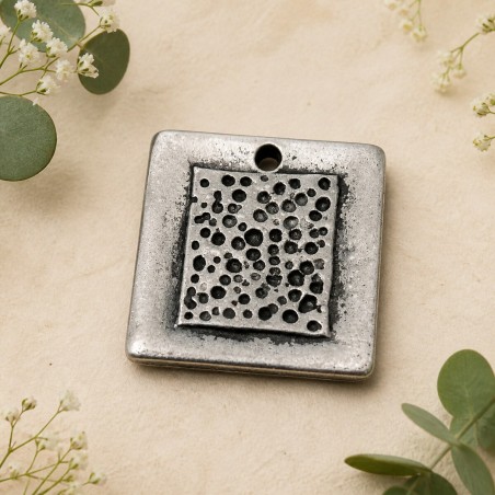 Ciondolo rettangolare in zama oro e argento 24 x 24 mm 1pz Gioie d'Oriente