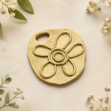 Ciondolo Zama con fiore Oro 26x23 mm 2 Pz. Gioie d'Oriente