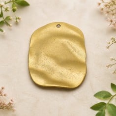 Ciondolo rettangolare smussato in zama oro e argento 40 x 28 mm 1pz Gioie d'Oriente 2