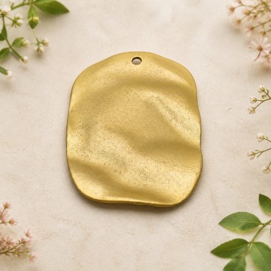 Ciondolo rettangolare smussato in zama oro e argento 40 x 28 mm 1pz Gioie d'Oriente