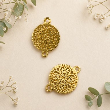 Connettori quadrifoglio in zama oro e argento 18 x 13 mm 1pz Gioie d'Oriente