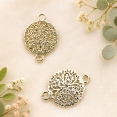 Connettori quadrifoglio in zama oro e argento 18 x 13 mm 1pz Gioie d'Oriente 2