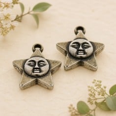 Ciondoli stella con sole in Argentone argento 27x24 mm 2pz Gioie d'Oriente
