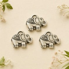 Ciondoli elefantini decorati in Argentone argento 20x23 mm 3pz Gioie d'Oriente