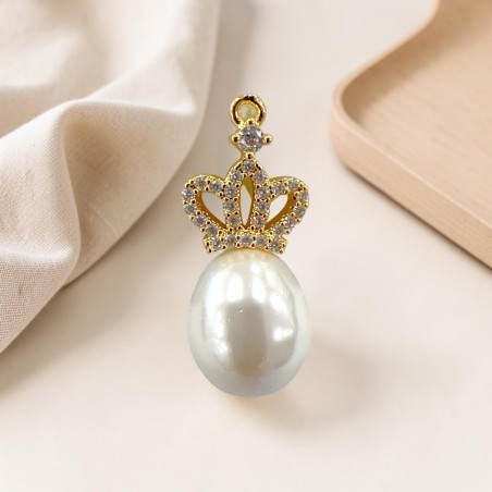 Ciondolo Corona vuota con strass in ottone dorato con perno 1pz | GDO