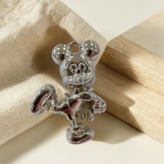 Ciondolo topolino che corre in Argentone argento 52x36 mm 1pz Gioie d'Oriente