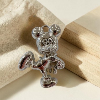 Ciondolo topolino che corre in Argentone argento 52x36 mm 1pz Gioie d'Oriente