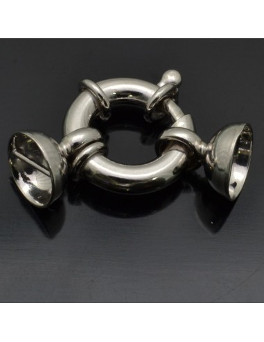 Moschettone chiusura con coppette 10 mm in argento 925%