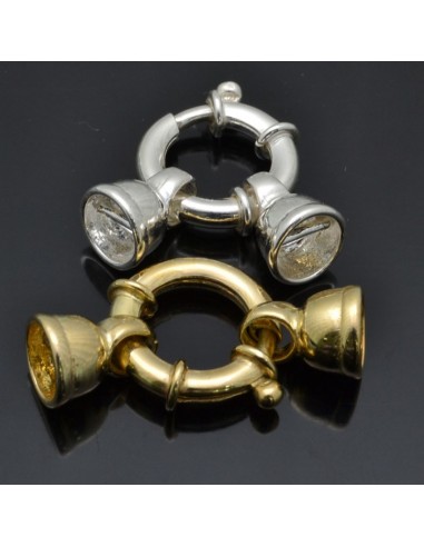 Moschettone chiusura con coppette 9 mm in argento 925%