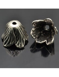 Copri perle fiore in metallo argento 12x18mm 2pz Gioie d'Oriente