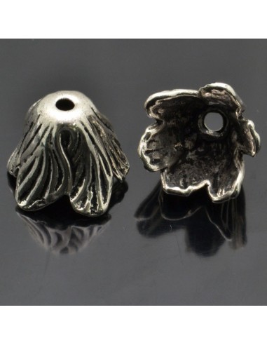 Copri perle fiore in metallo 12x18 mm 2 pz