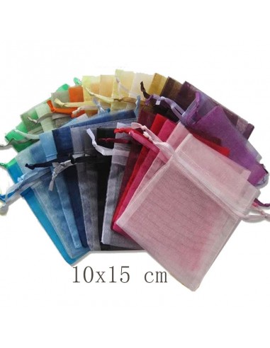 SACCHETTI SACCHETTINI 10x 15cm ORGANZA CONFETTI CONFETTATA BOMBONIERA 10pz