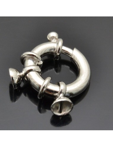 Chiusura a moschettone da 18x12 mm con coppette 4 mm 1pz in argento 925%