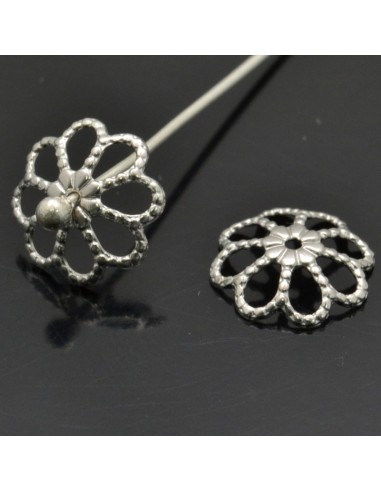 Copri Perle in Argento 925% a forma di fiore traforato 9mm 20pz | GDO
