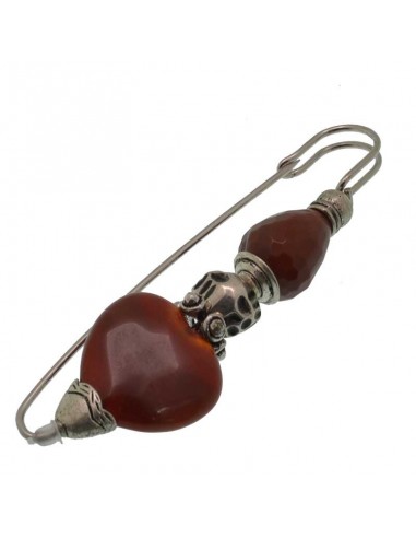 Spillone per sciarpe o maglioni Spilla da balia grande 9cm pietre corniola