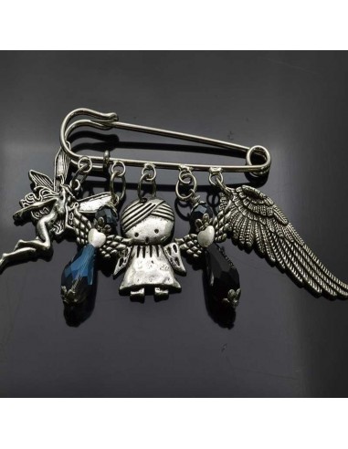 Spillone angeli  Ali Charms per sciarpe o maglioni Spilla da balia grande 9cm regalo