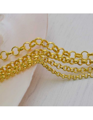 Catena rolò in ottone anelli saldati 2.0mm 2.5mm 3.0mm 4mm oro per bigiotteria