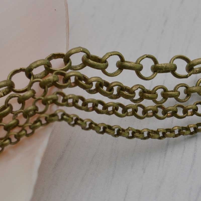 Catena rolò in ottone bronzo anelli saldati 2 - 4 mm 1 mt Gioie d'Oriente