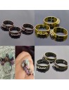 Base anello in ottone  regolabile con 4 anelle per charms  5pz fai da te bigiotteria