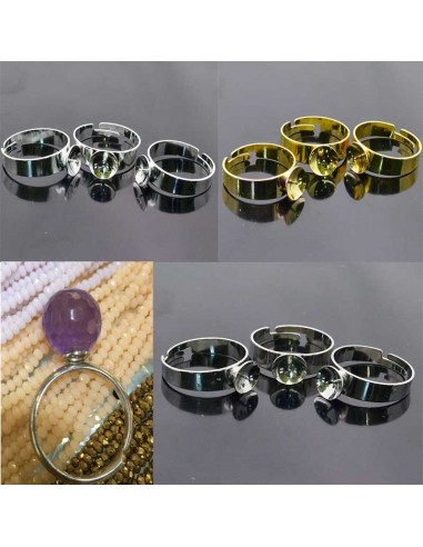 Anello con Castone Regolabile per Perle da Decorare 1pz