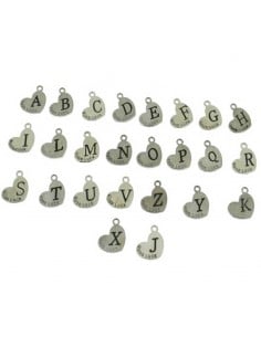 Ciondolo cuore con lettere in rame argento 17x14 mm 2pz Gioie d'Oriente