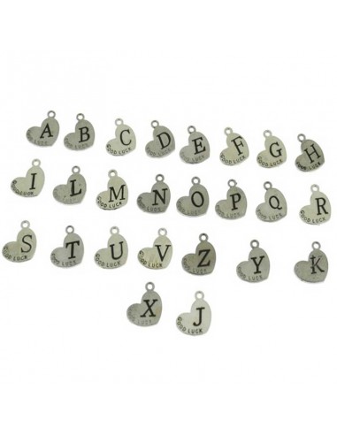 Ciondolo cuore con lettere in rame argento 17x14 mm 2pz Gioie d'Oriente