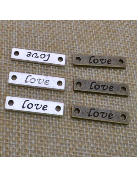 Connettori Love in lega di metallo bronzo 6x25 mm 3pz Gioie d'Oriente