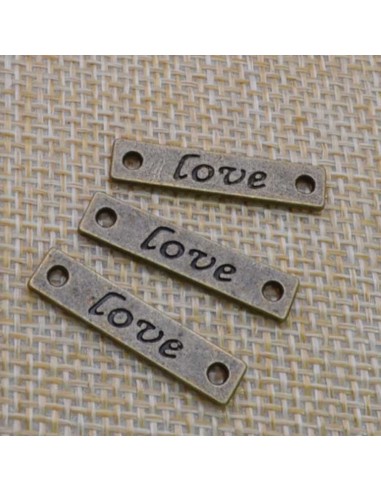 Connettori Love in lega di metallo bronzo 6x25 mm 3pz Gioie d'Oriente