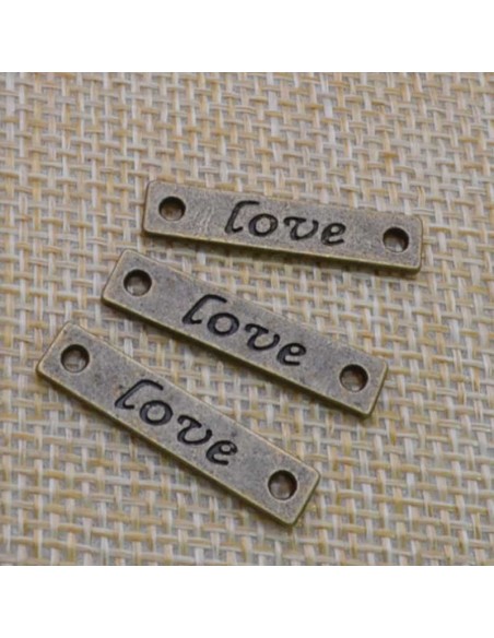 Connettori Love in lega di metallo bronzo 6x25 mm 3pz Gioie d'Oriente