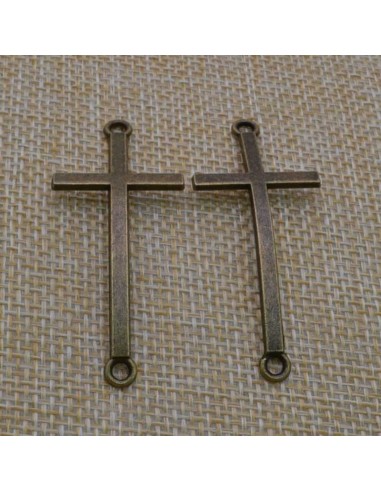 ciondolo connettore CROCE colore bronzo  bigiotteria bracciale 22 x50 mm 1pz