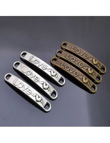 ciondolo connettore love e ali bigiotteria bracciale 6x40 mm 3pz