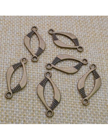 ciondolo connettore colore bronzo  bigiotteria bracciale 13x26 mm 6 pz