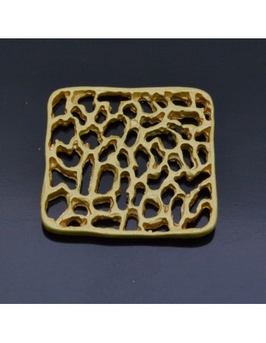 Ciondolo Zama quadrato forato Oro 20x21 mm 3Pz.