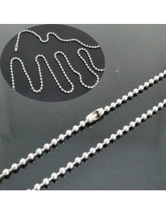 Collana catena a palline acciaio inox 1.5mm lunghezza variabile 40-120cm con chiusura