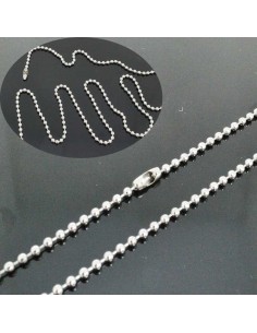 Collana catena a palline acciaio inox 2mm lunghezza variabile 40-120cm con chiusura