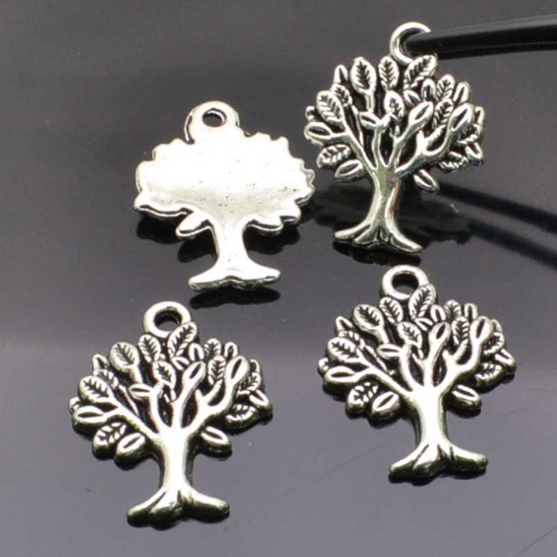 Ciondoli Albero della vita in metallo colore argento 17x20mm 4pz | GDO