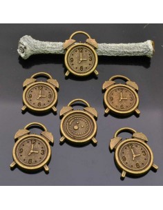 Ciondoli orologio in metallo bronzo 14x18 mm 6pz Gioie d'Oriente